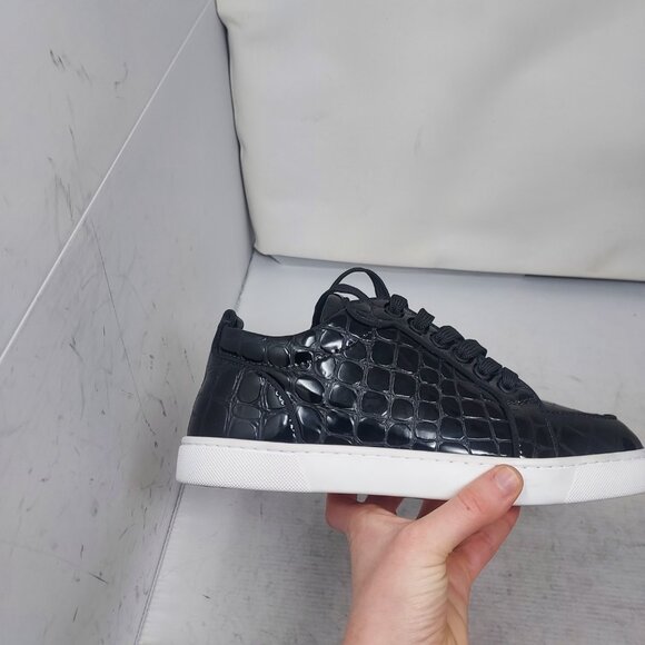Christian Louboutin MENS Rantulow Orlato Crocodile Black Patent Sneaker - Picture 5 of 10